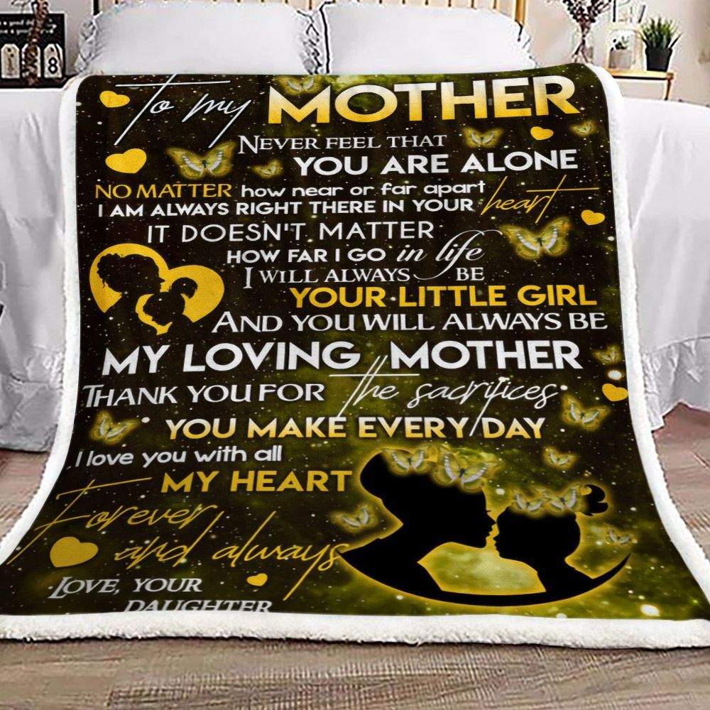 Butterfly To My Mother Love Your Daughter Sherpa Fleece Blanket