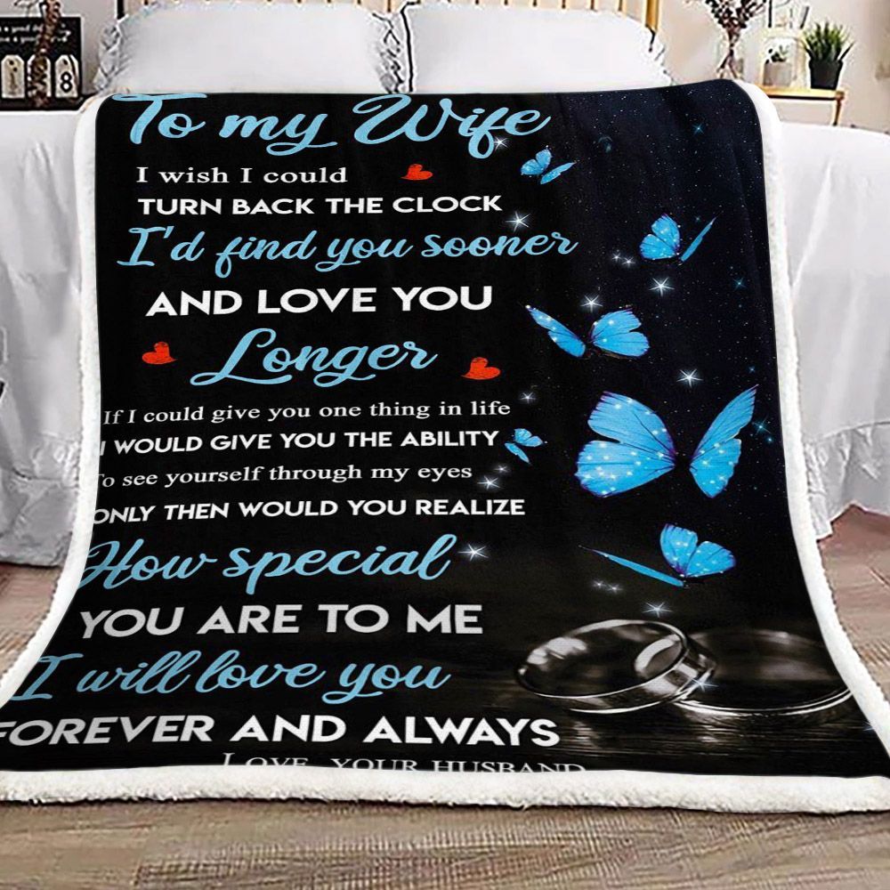 Butterfly To My Wife Sherpa Fleece Blanket