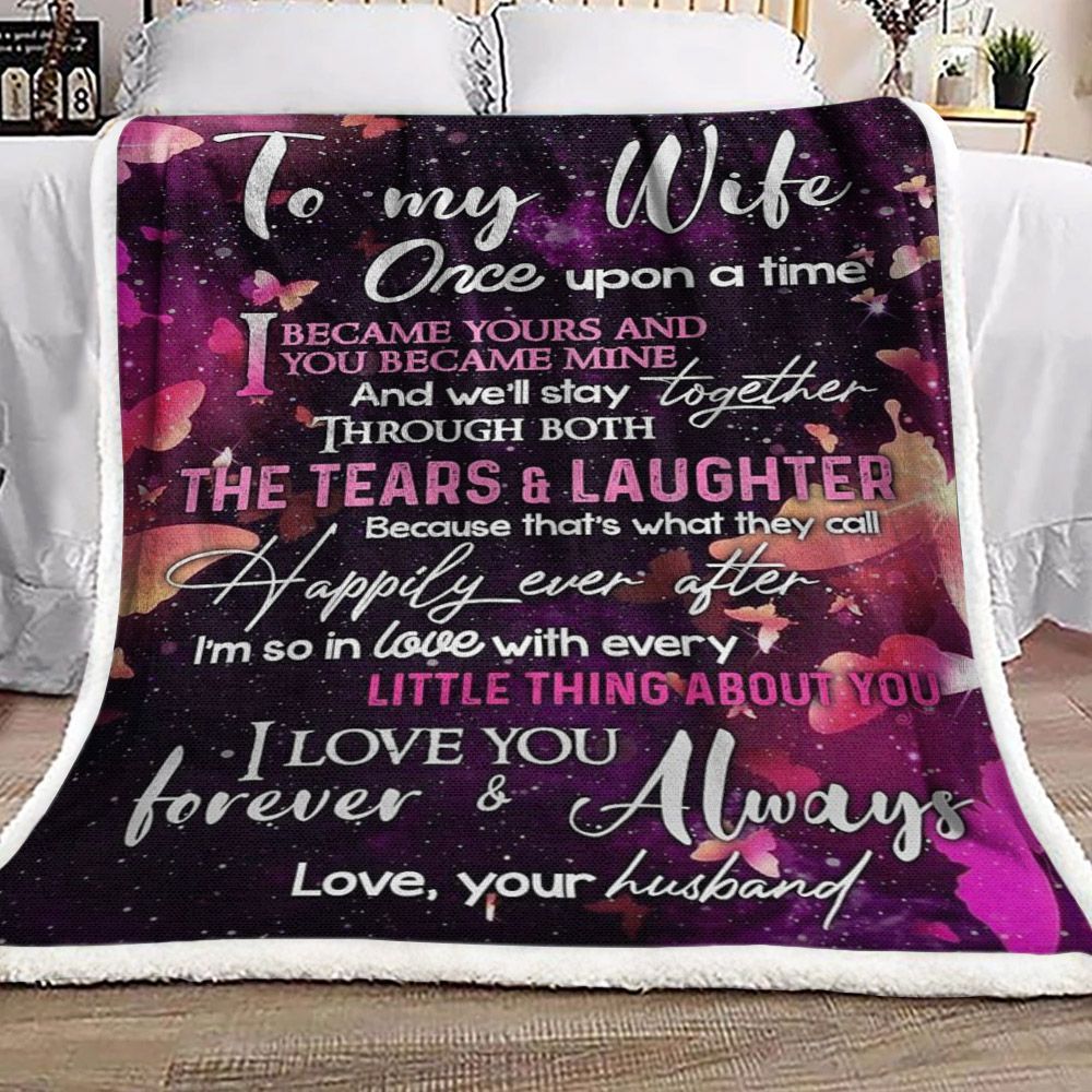 Butterfly To My Wife Sherpa Fleece Blanket