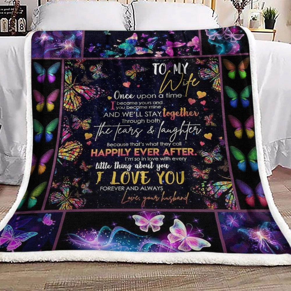 Butterfly To My Wife Sherpa Fleece Blanket