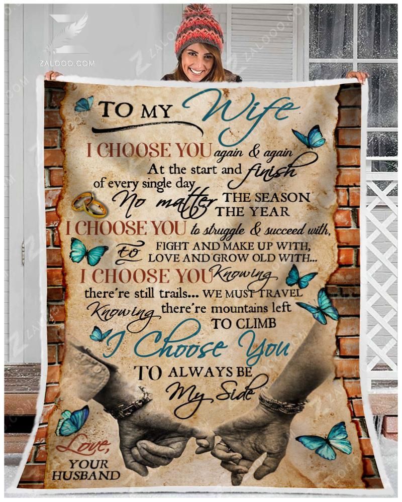 Butterfly To My Wife I Choose You Sherpa Fleece Blanket