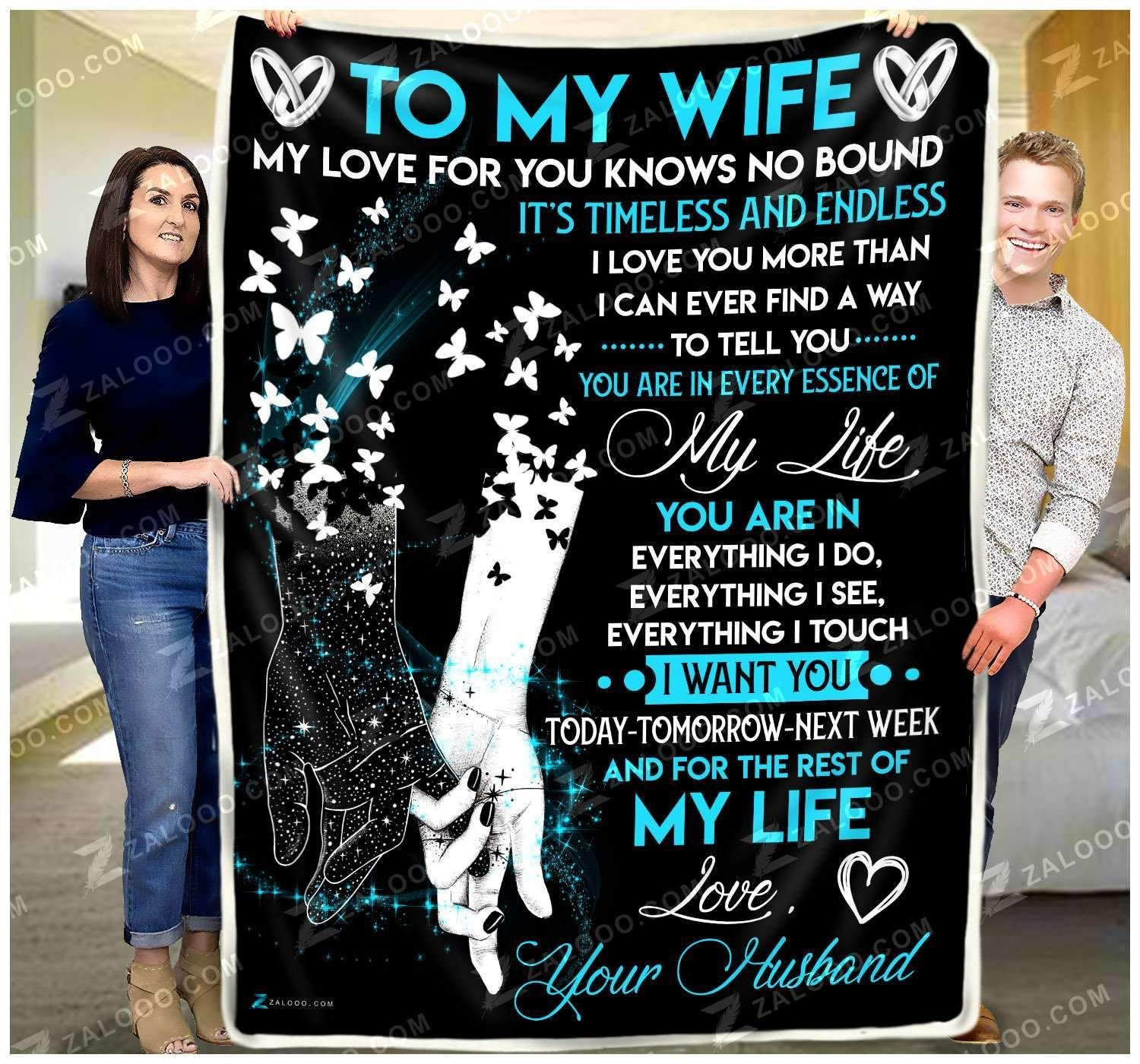 Butterfly To My Wife Knows No Bound Sherpa Fleece Blanket