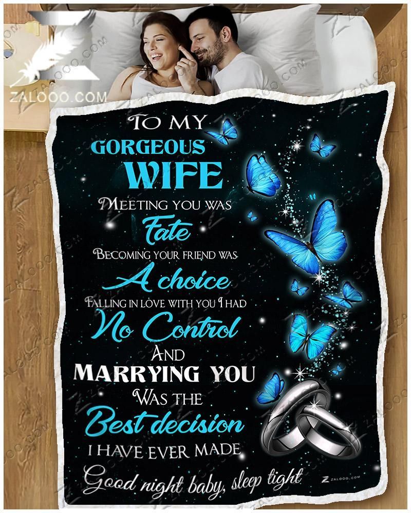 Butterfly To My Wife Meeting You Was Fate Sherpa Fleece Blanket