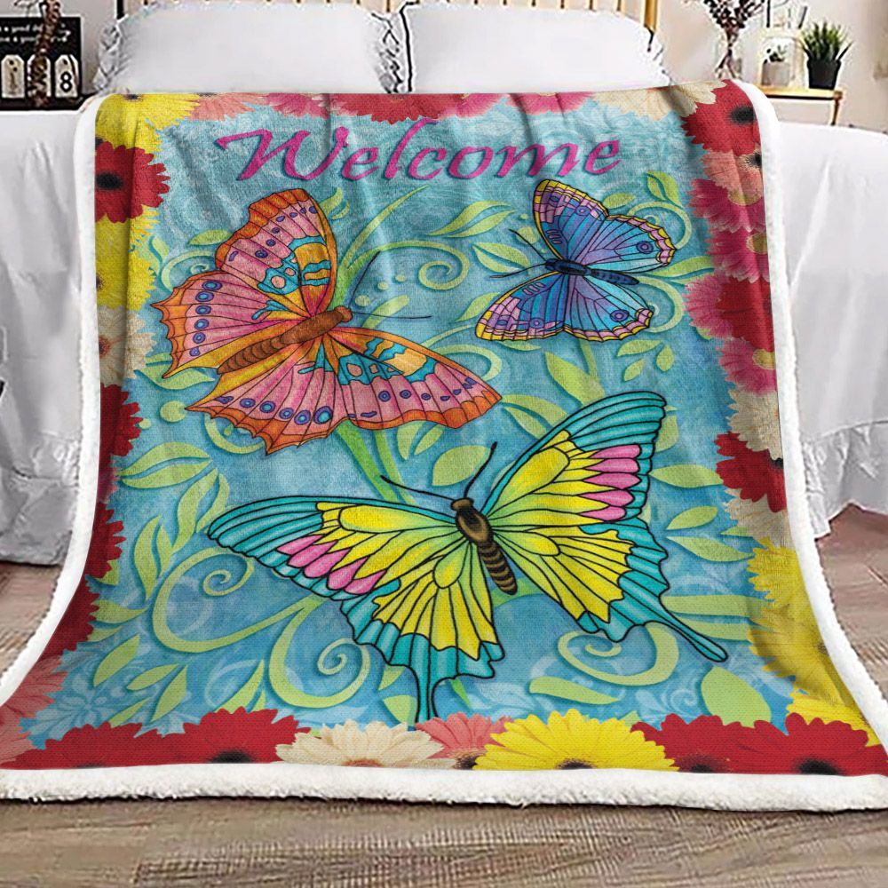 Butterfly Sherpa Fleece Blanket