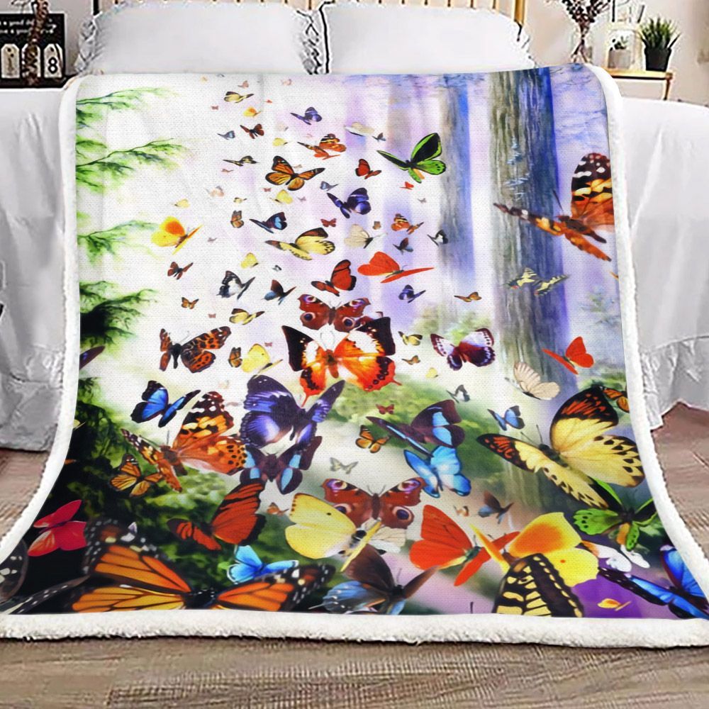 Butterfly Tree Of Life Sherpa Fleece Blanket