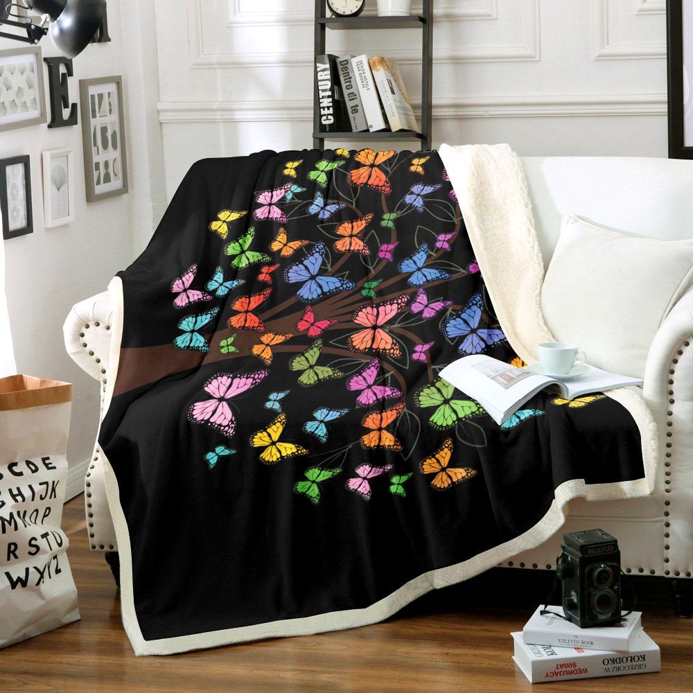 Butterfly Tree Sherpa Fleece Blanket