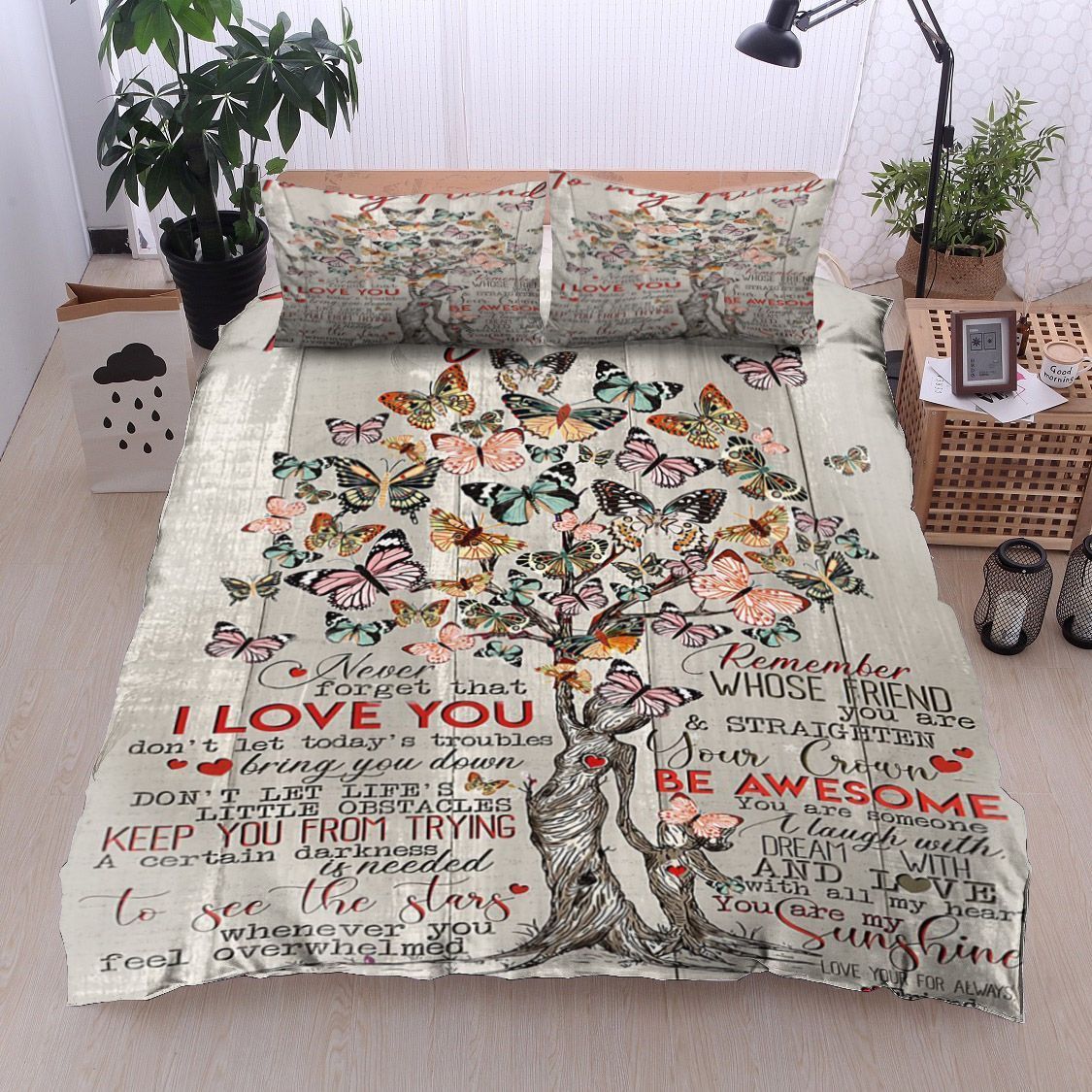 Butterfly Tree To My Friend Bedding Set