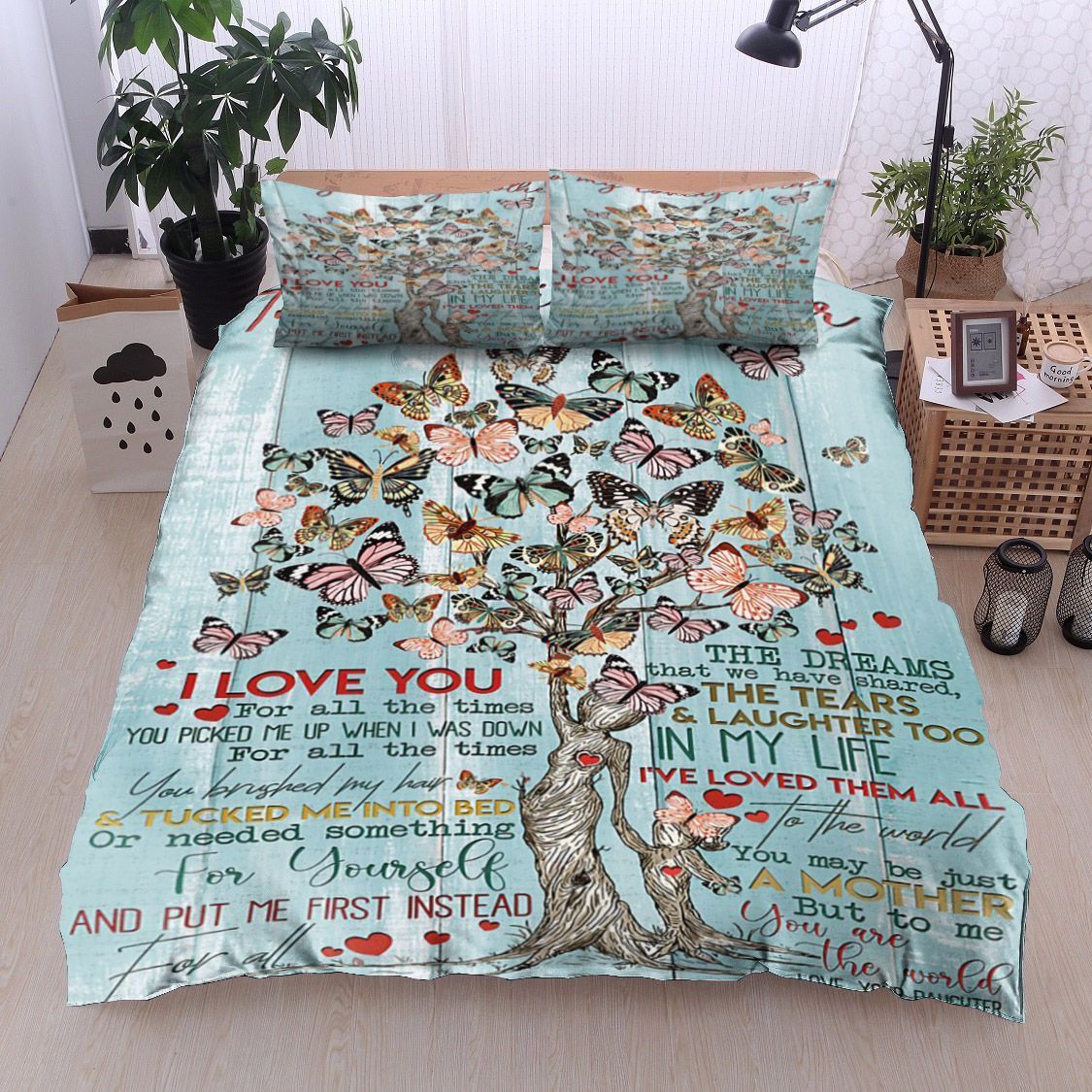 Butterfly Tree To My Loving Mother Love Your Daughter Bedding Set