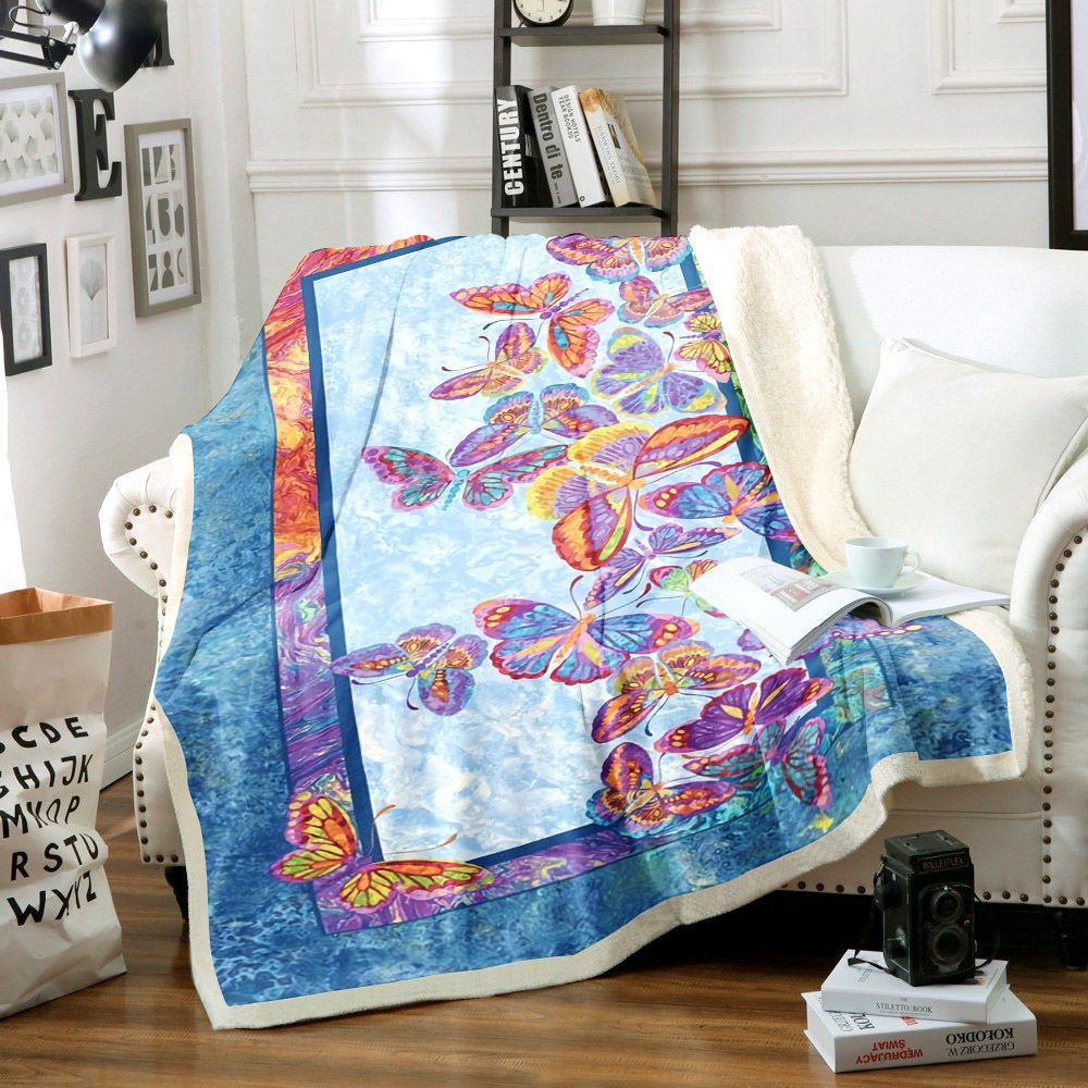 Butterfly Sherpa Fleece Blanket