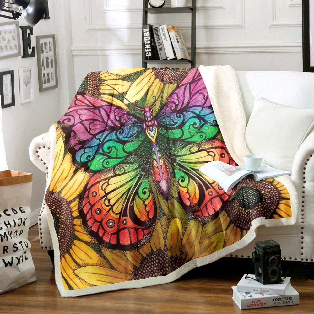 Butterfly Sherpa Fleece Blanket