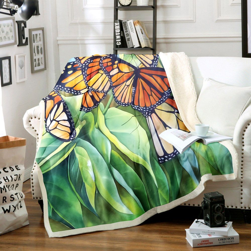 Butterfly Sherpa Fleece Blanket