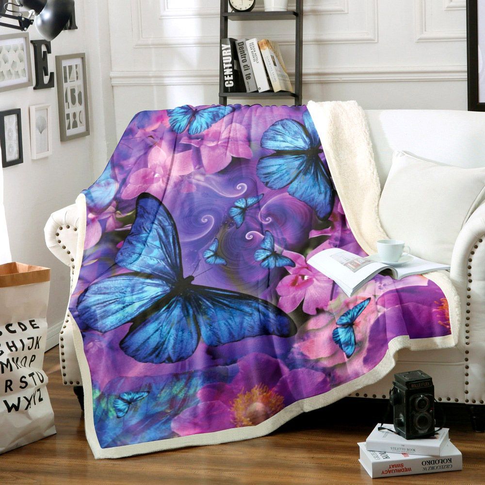 Butterfly Sherpa Fleece Blanket
