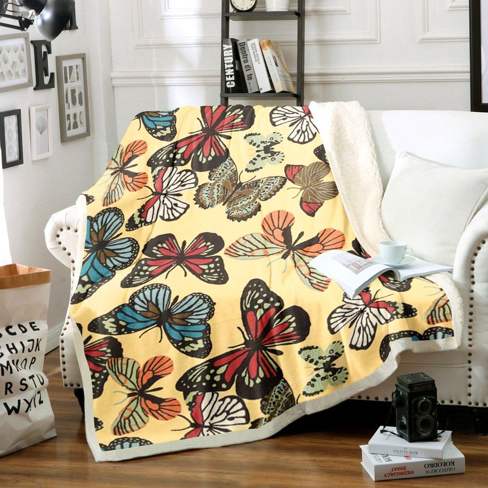 Butterfly Sherpa Fleece Blanket