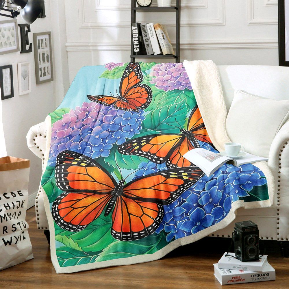 Butterfly Sherpa Fleece Blanket
