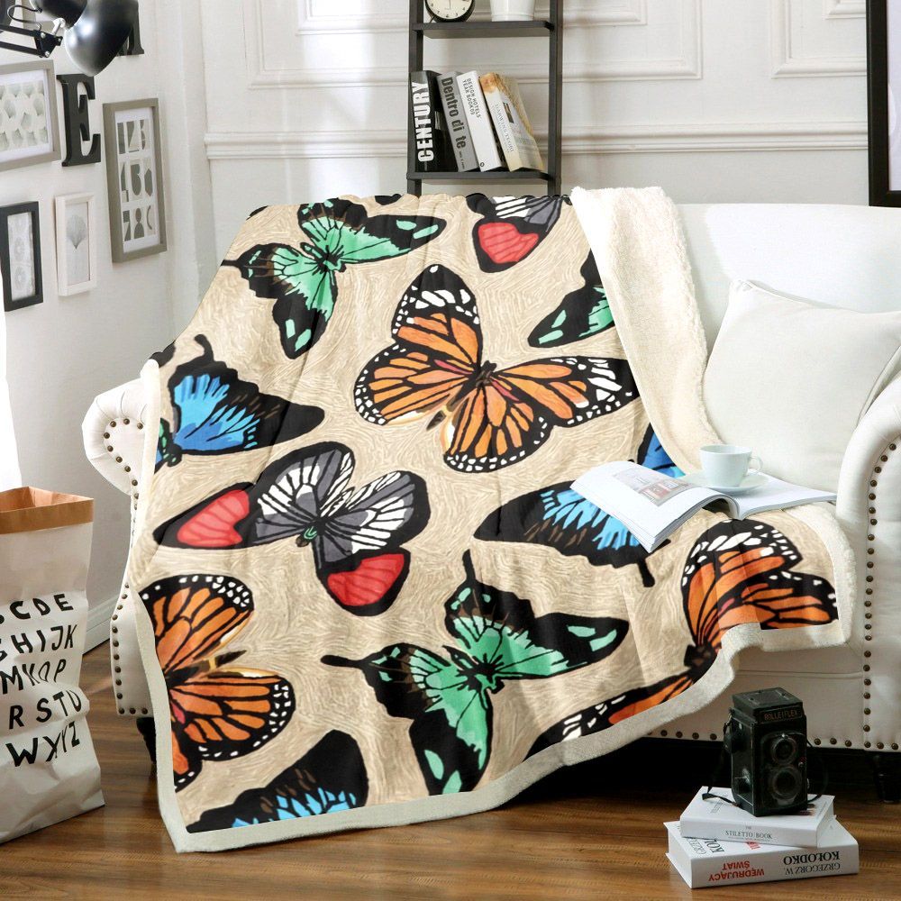 Butterfly Sherpa Fleece Blanket