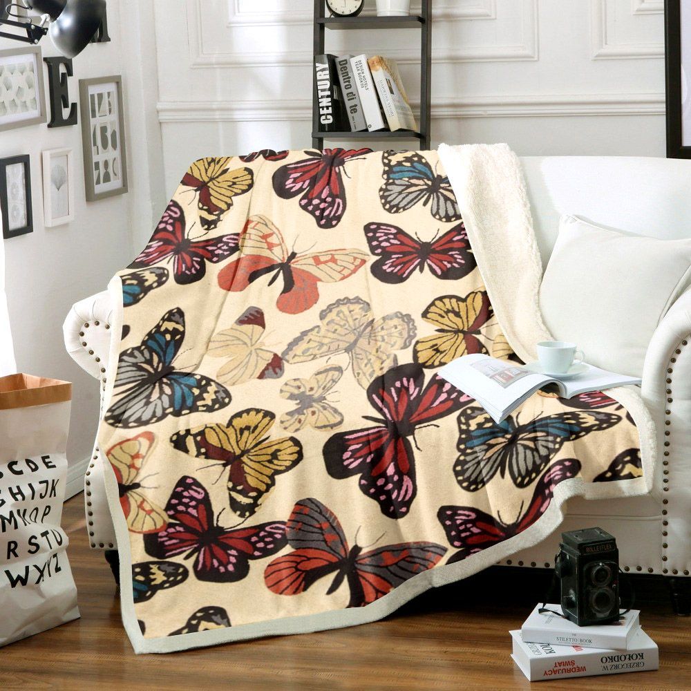 Butterfly Sherpa Fleece Blanket