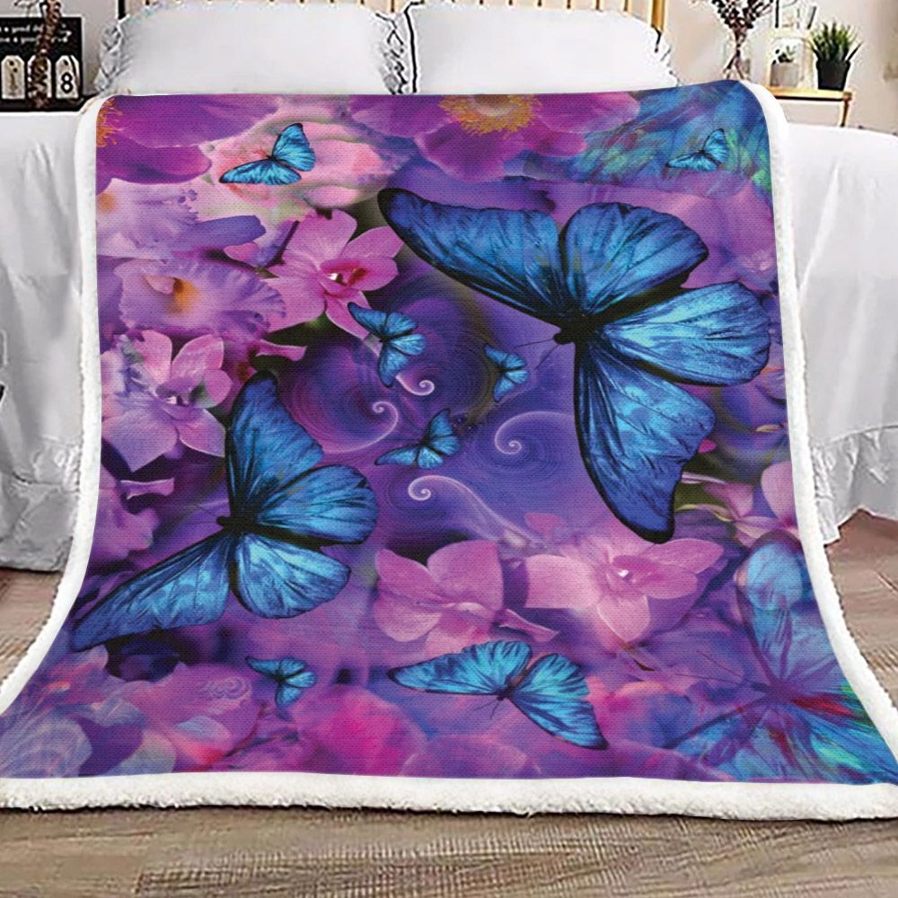 Butterfly Sherpa Fleece Blanket