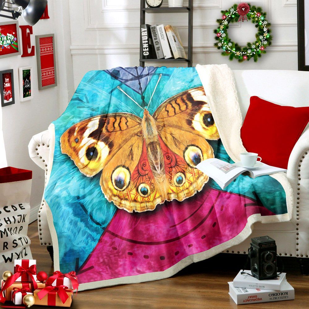 Butterfly Sherpa Fleece Blanket