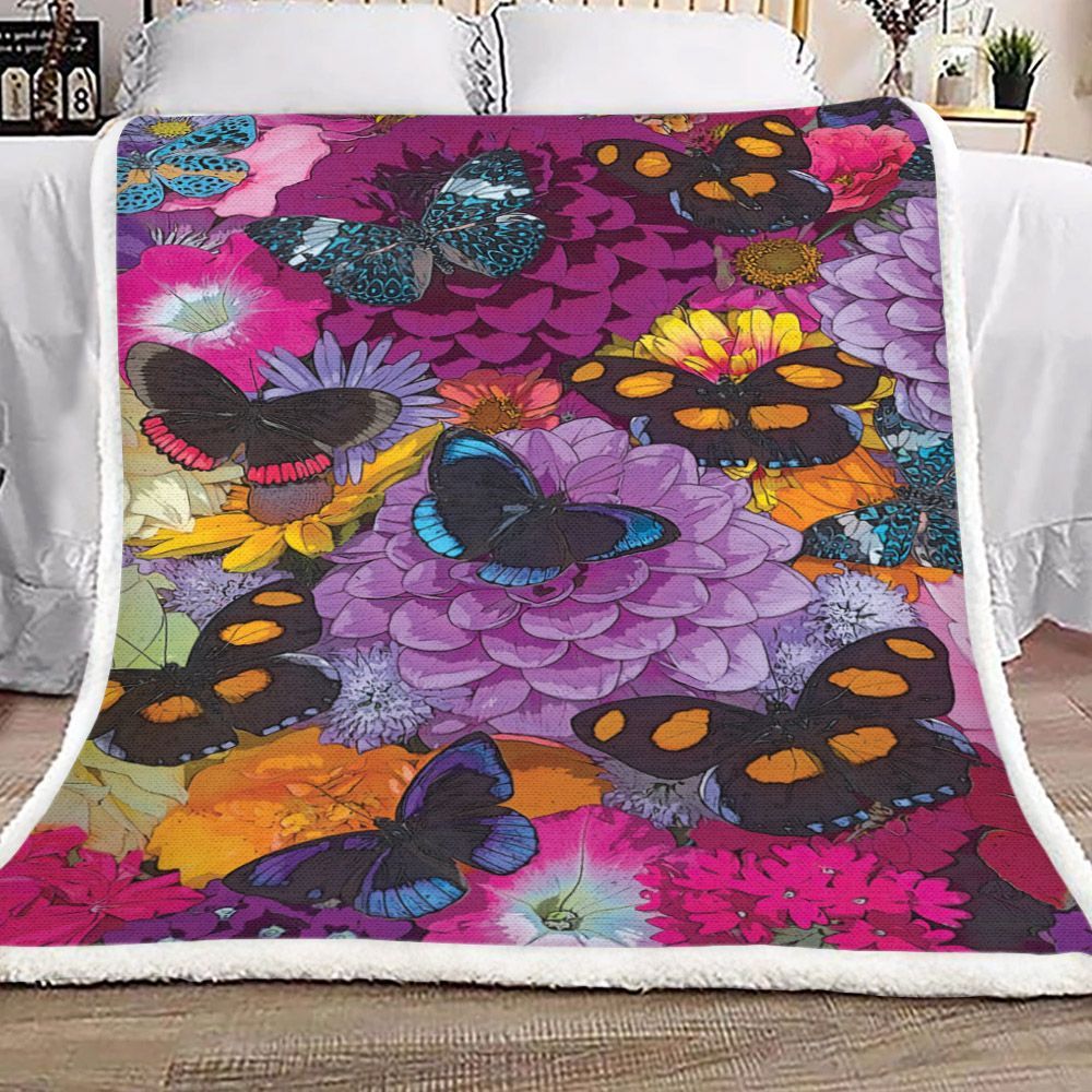 Butterfly Sherpa Fleece Blanket