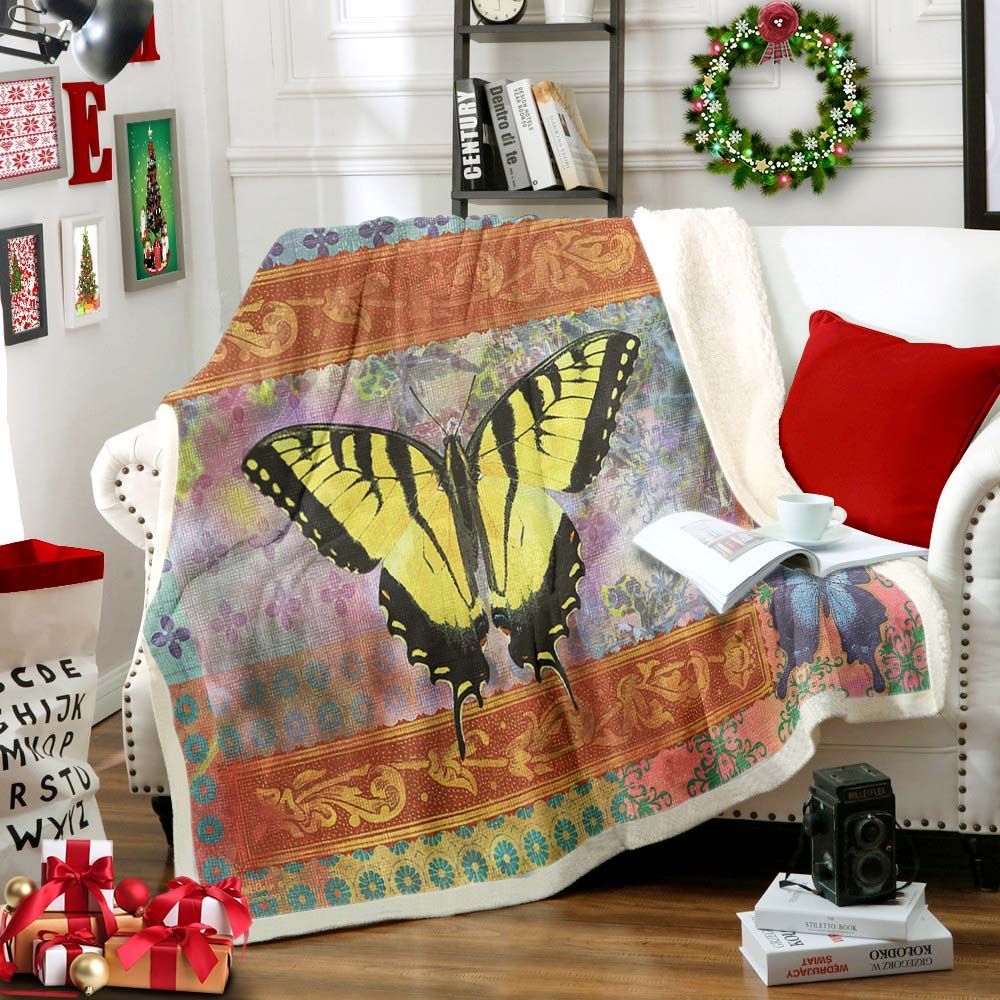 Butterfly Sherpa Fleece Blanket