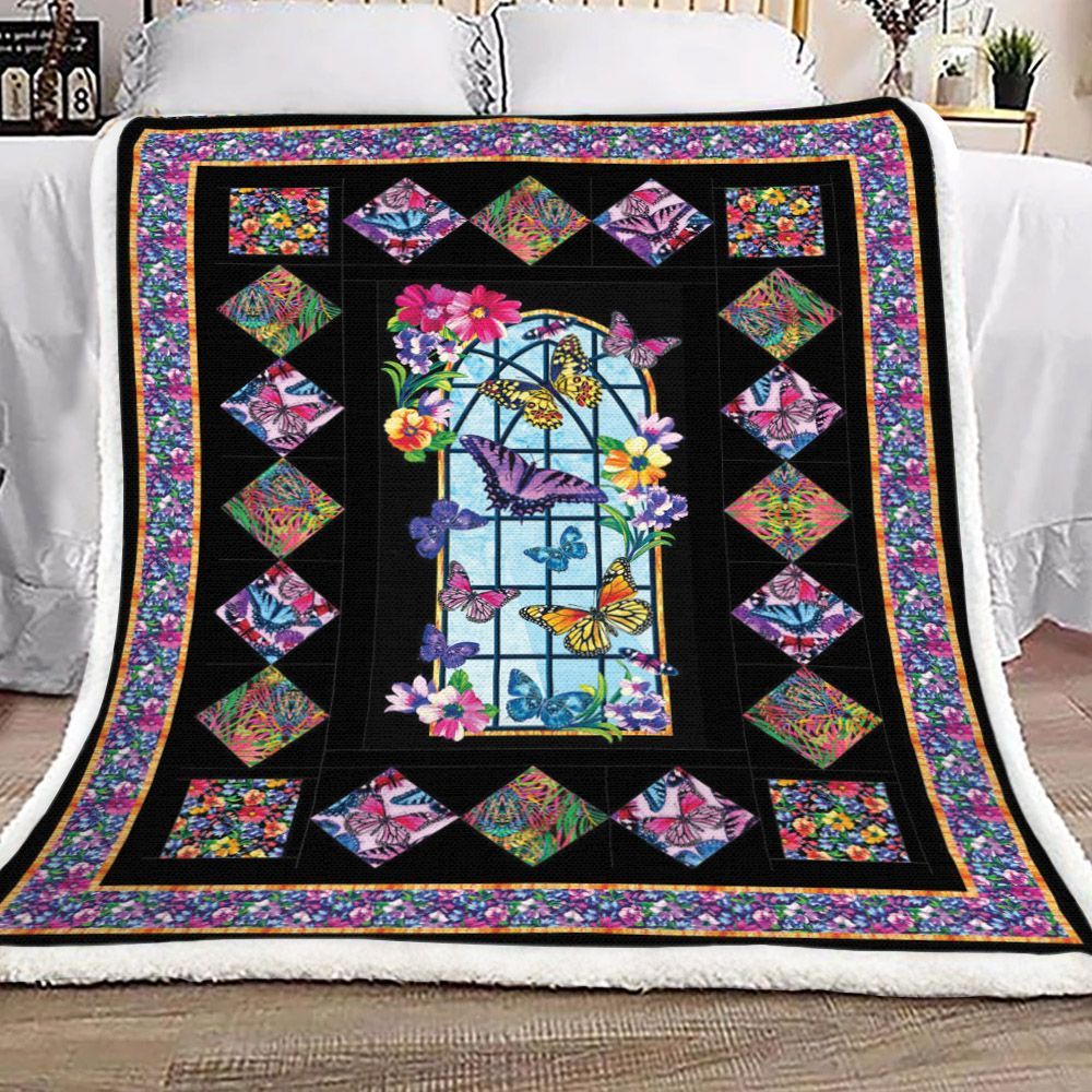 Butterfly Sherpa Fleece Blanket