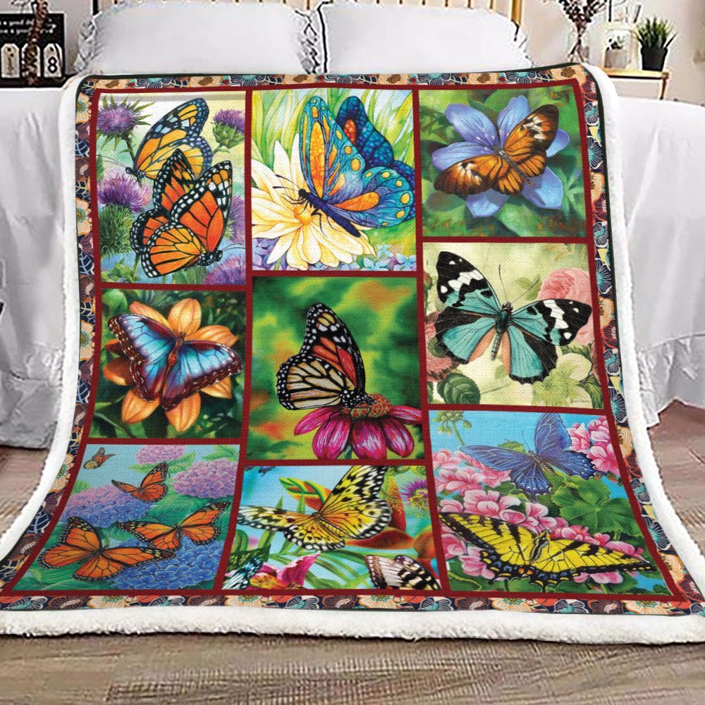 Butterfly Sherpa Fleece Blanket