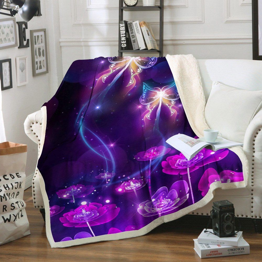 Butterfly Sherpa Fleece Blanket