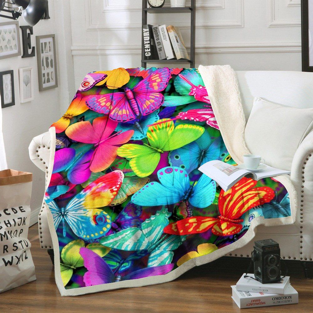 Butterfly Sherpa Fleece Blanket