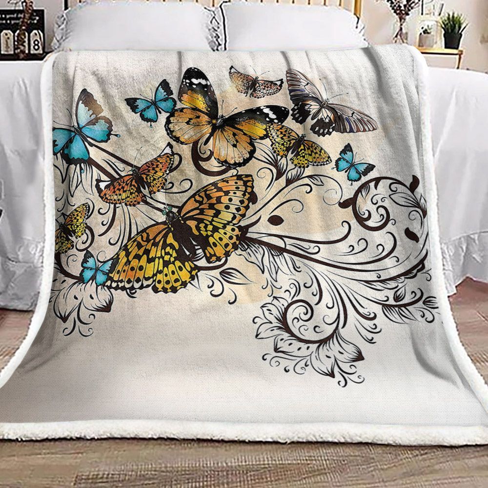 Butterfly Sherpa Fleece Blanket