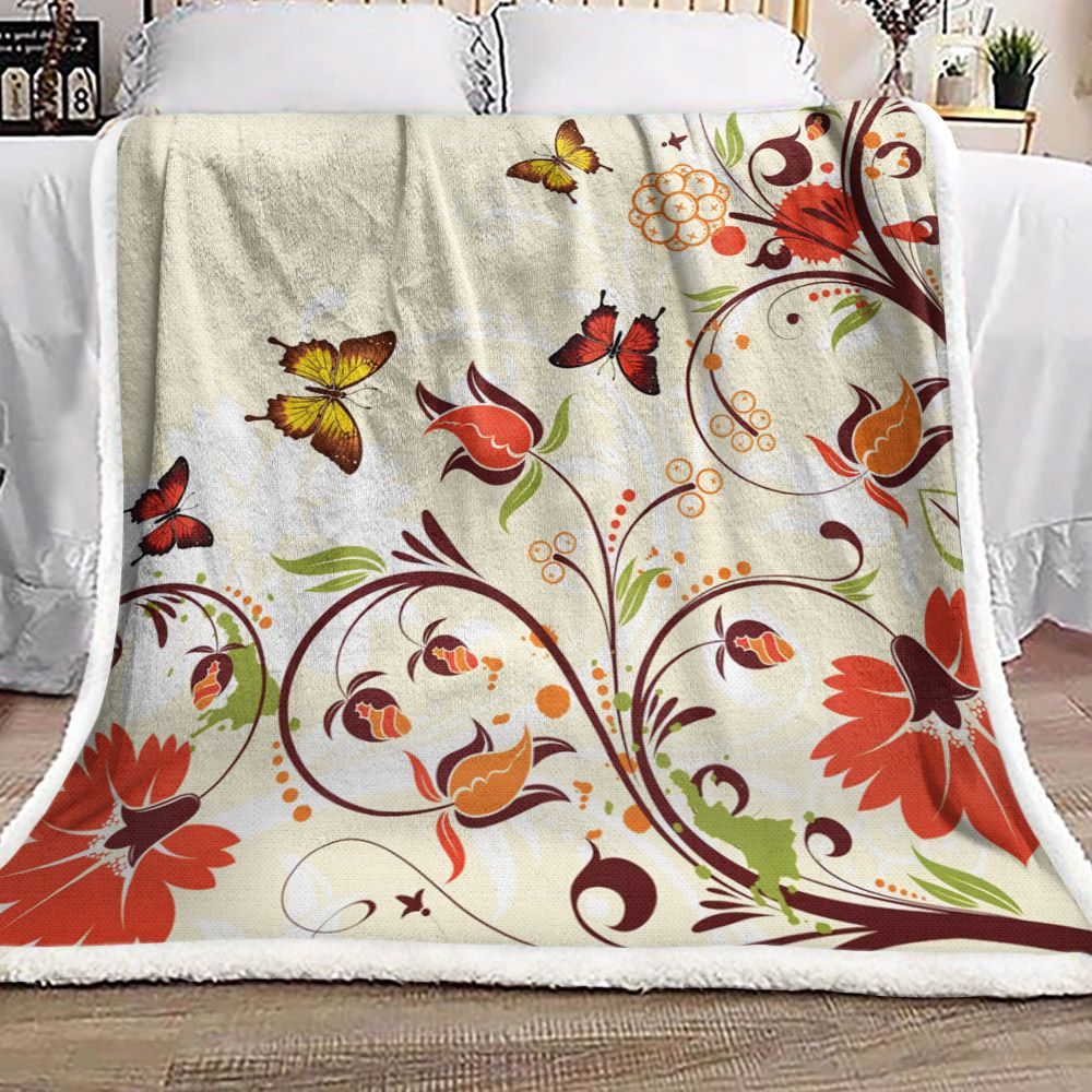 Butterfly Sherpa Fleece Blanket