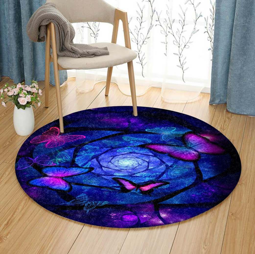 Butterfly Violet Round Carpet