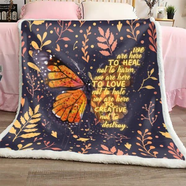 Butterfly We Are Here Sherpa Fleece Blanket