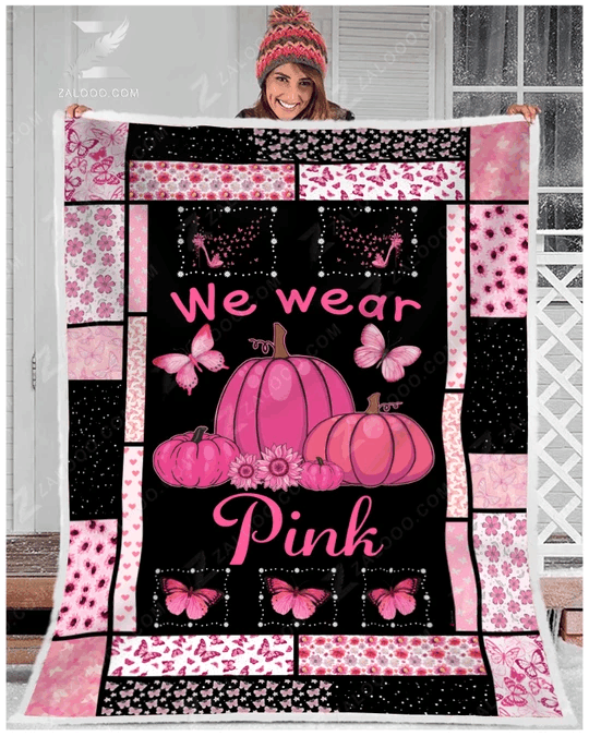 Butterfly We Wear Pink Sherpa Fleece Blanket