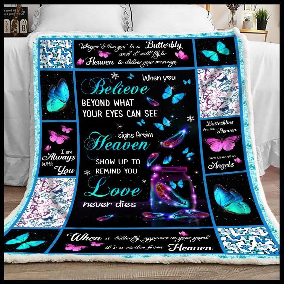 Butterfly Whisper I Love You Sherpa Fleece Blanket