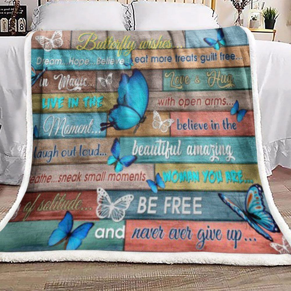 Butterfly Wishes Sherpa Fleece Blanket
