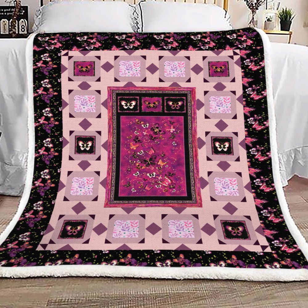 Butterfly Sherpa Fleece Blanket