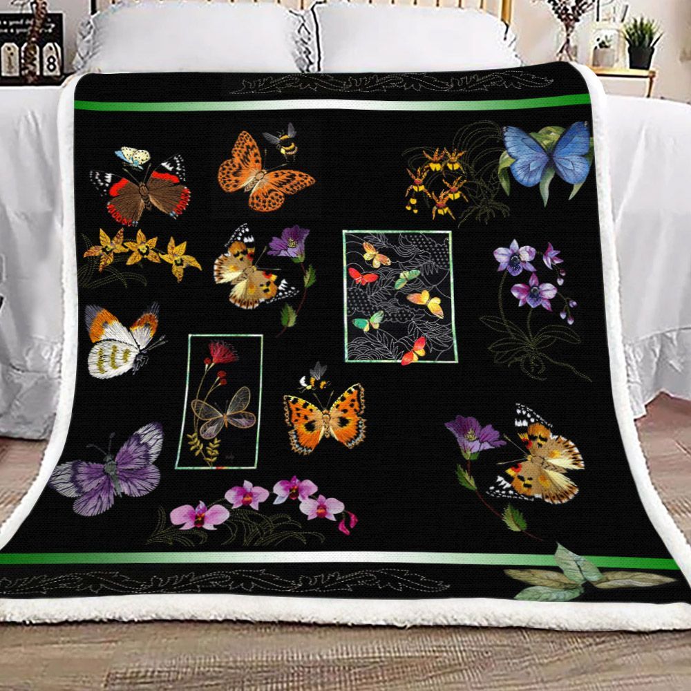 Butterfly Sherpa Fleece Blanket