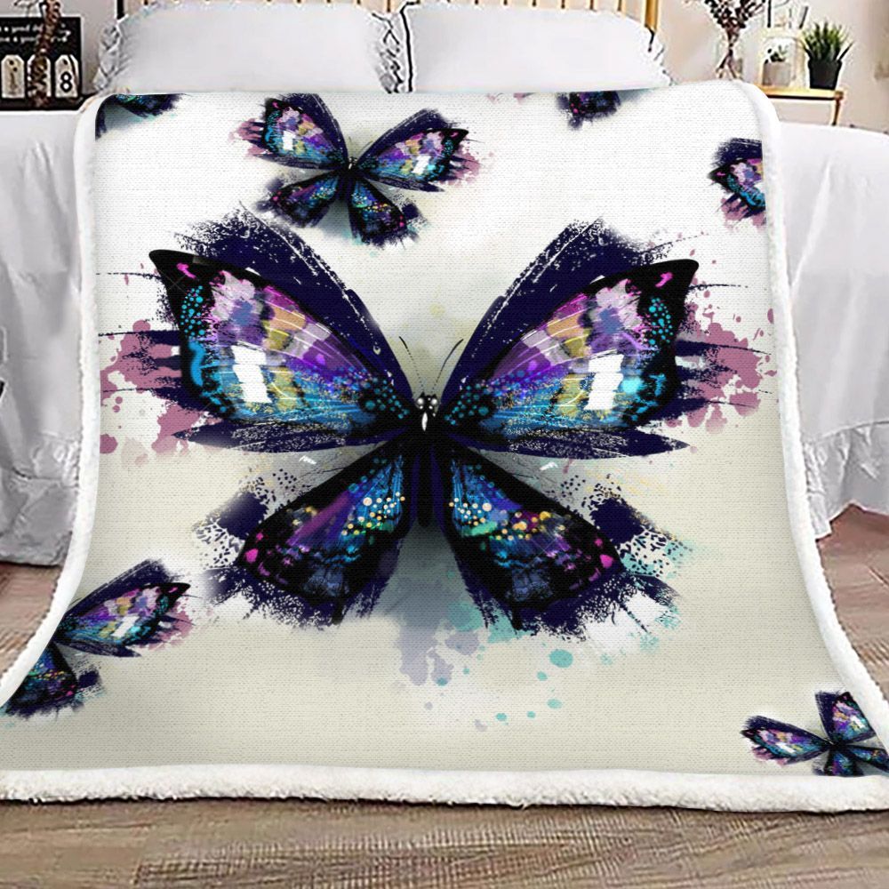 Butterfly Sherpa Fleece Blanket
