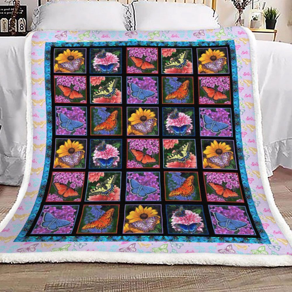 Butterfly Sherpa Fleece Blanket