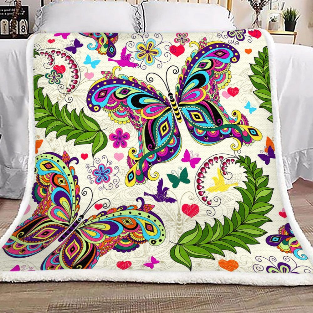 Butterfly Sherpa Fleece Blanket
