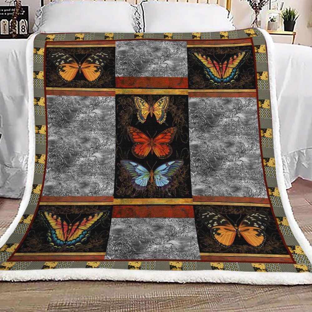 Butterfly Sherpa Fleece Blanket
