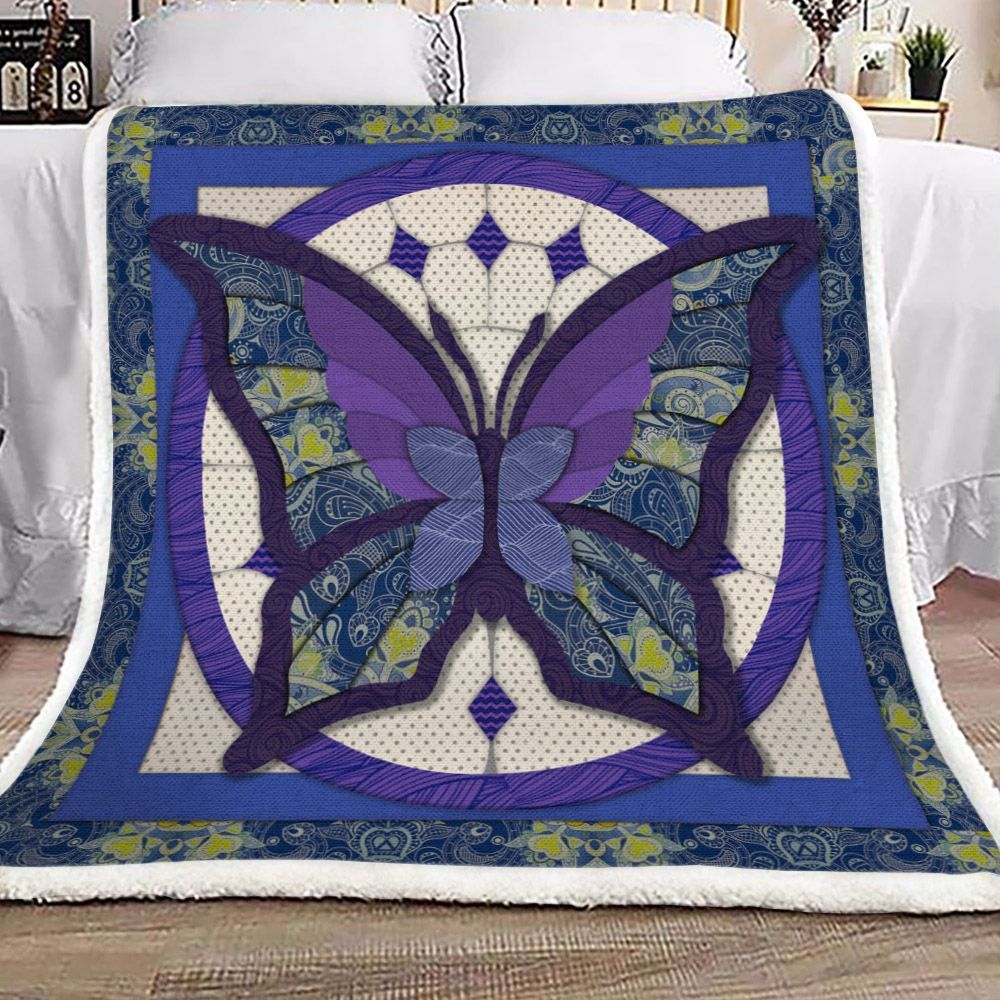 Butterfly Sherpa Fleece Blanket