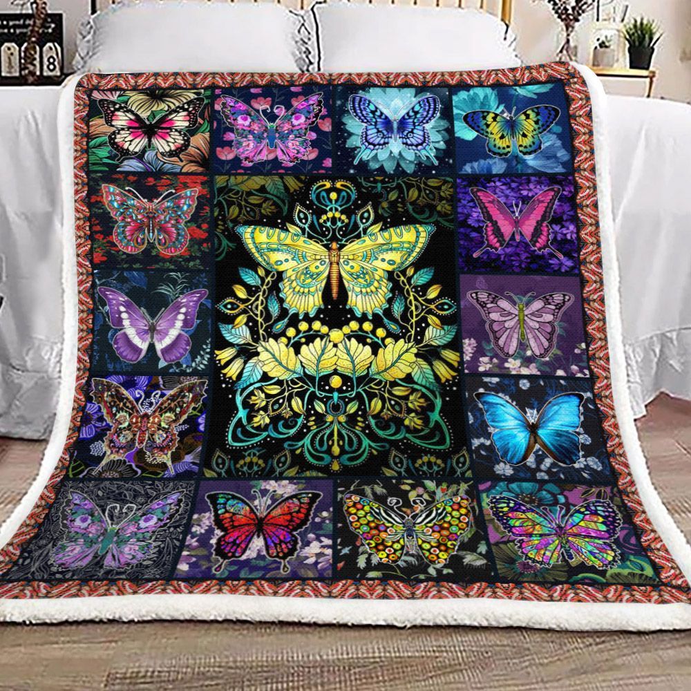 Butterfly Sherpa Fleece Blanket