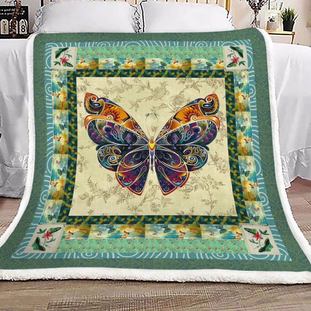 Butterfly Sherpa Fleece Blanket