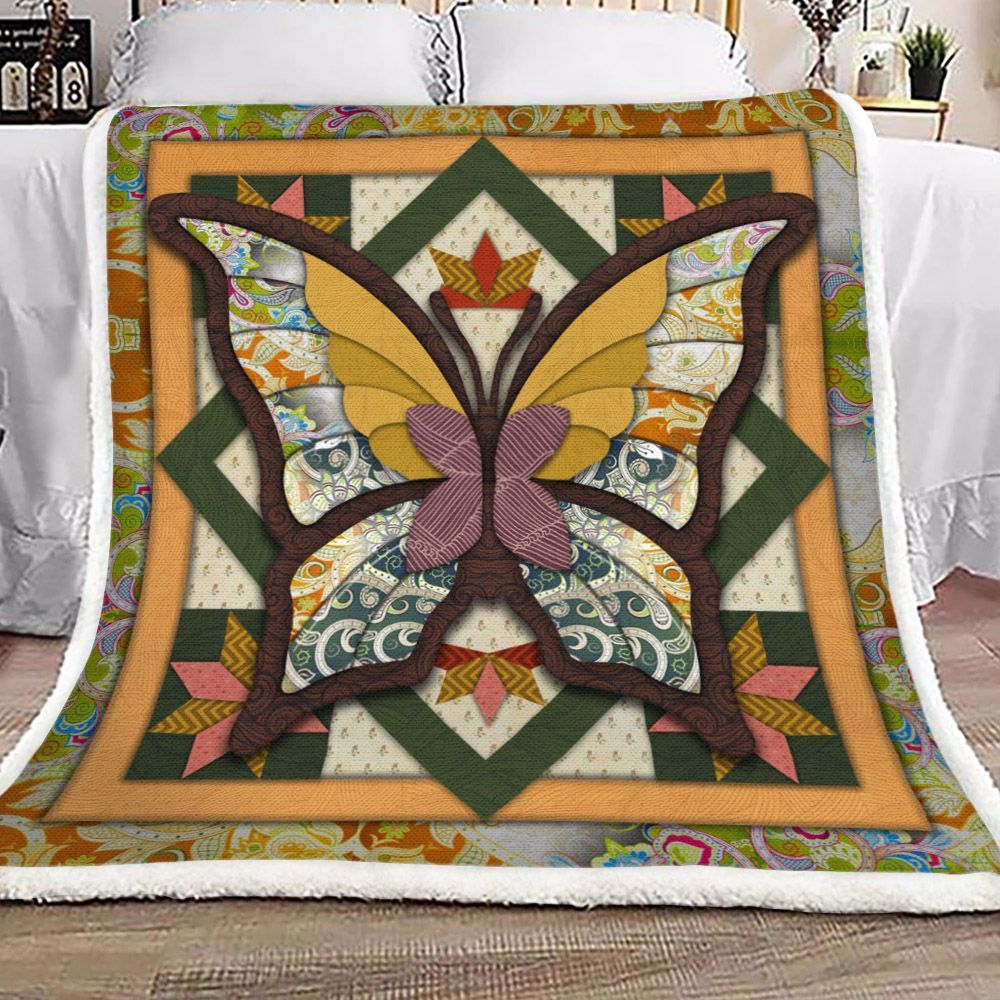 Butterfly Sherpa Fleece Blanket