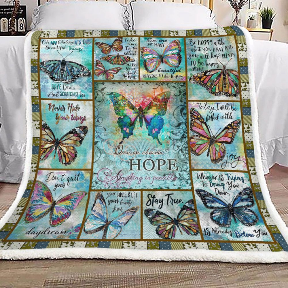 Butterfly Sherpa Fleece Blanket