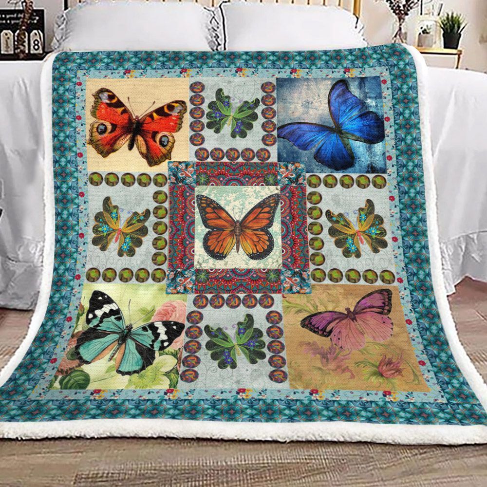 Butterfly Sherpa Fleece Blanket
