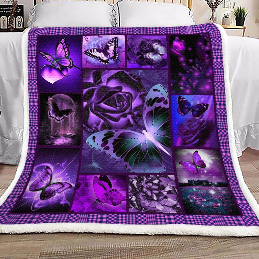 Butterfly Sherpa Fleece Blanket