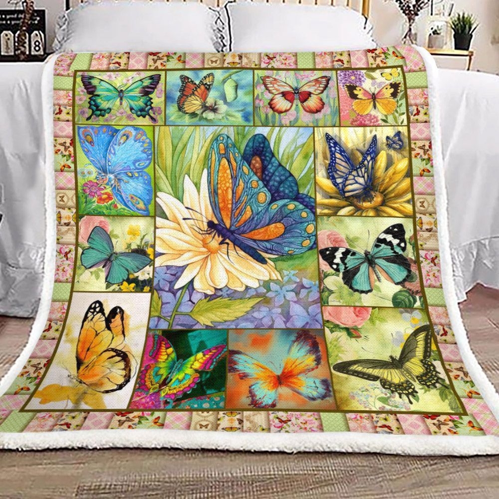 Butterfly Sherpa Fleece Blanket