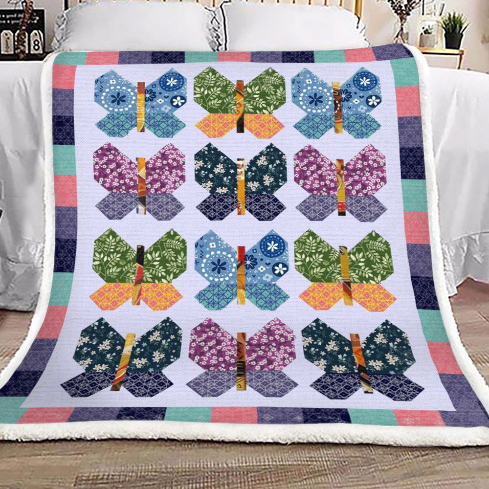 Butterfly Sherpa Fleece Blanket